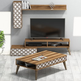 Hanah Home Planet Conjunto de muebles de salón Nogal y Blanco